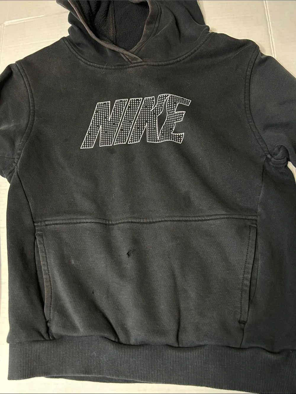 Nike Boys Large Black Pullover Hoodie with Perforated Logo
